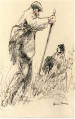 Farmer and Dog Painting