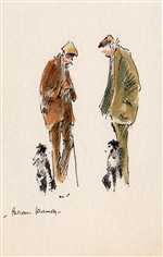 Dales farmers chatting with dogs