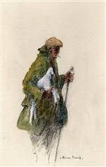 farmer carrying a lamb painting