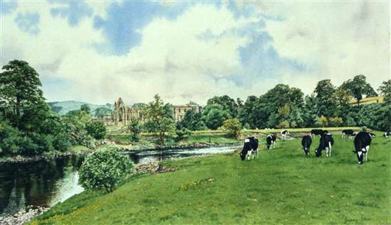 The River Wharfe at Bolton Priory Painting by Jeremy Storr 