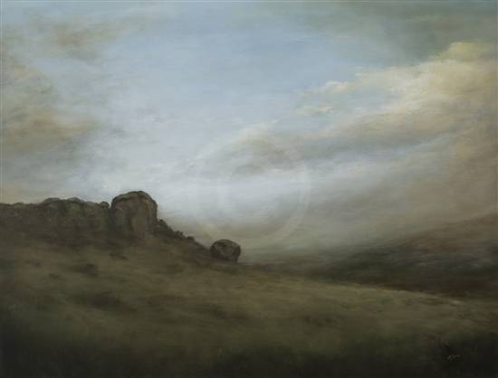 Cow and Calf, Ilkley Painting 3 by Judith Levin